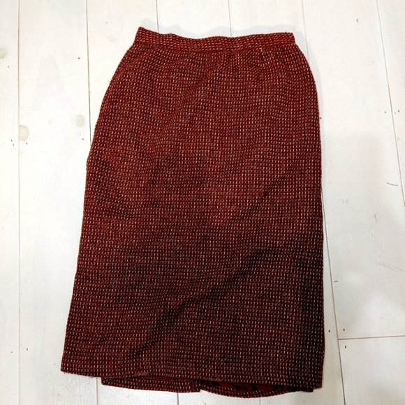 Vintage wool skirt, maroon and brown, size S - Picture 3 of 3